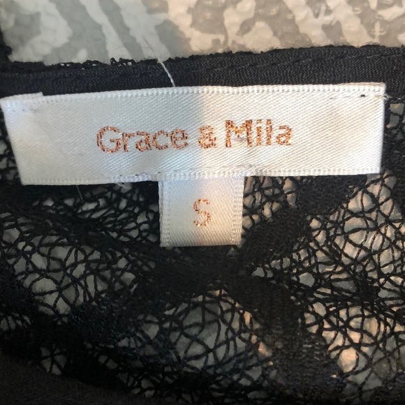 Grace & Mila Lace Back Black Blouse Small - Picture 4 of 11